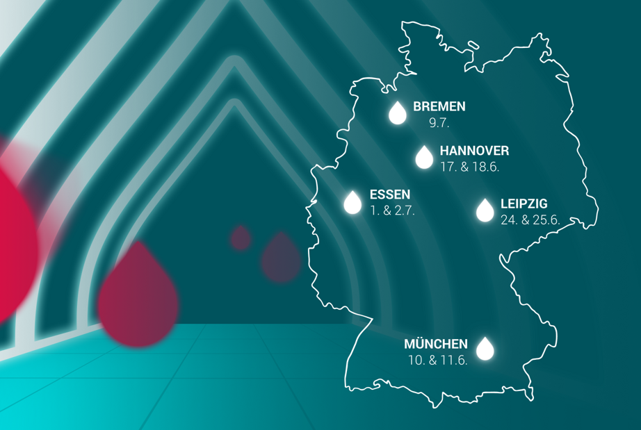 Standorte der Einfach.machen Tour auf einer Deutschlandkarte